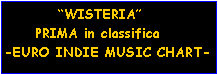 Casella di testo:          “WISTERIA”     PRIMA in classifica-EURO INDIE MUSIC CHART-